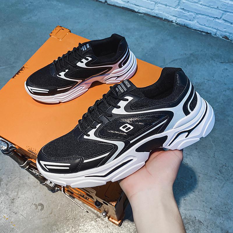 Chunky-style sneaker with layered upper and sculpted sole