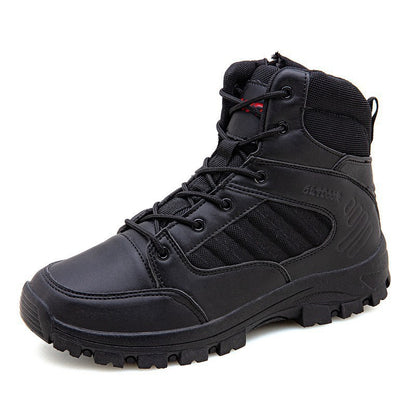 High-top lace-up shoe with reinforced upper and durable sole
