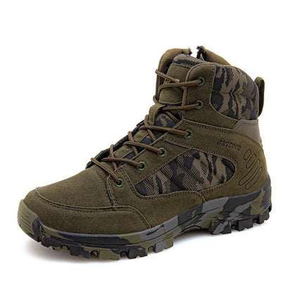 High-top lace-up shoe with reinforced upper and durable sole