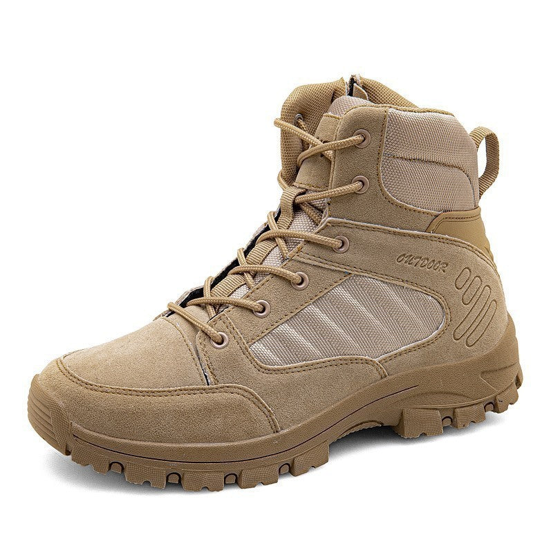 High-top lace-up shoe with reinforced upper and durable sole