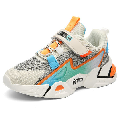 Chunky mesh sneaker with double strap closure and sculpted sole