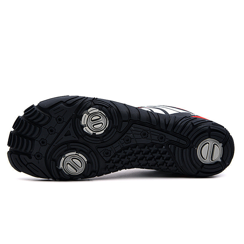 Lightweight mesh sneaker with flexible sole and quick-lacing system