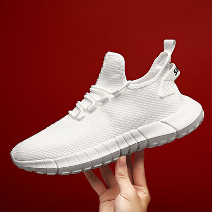 Lightweight knit sneaker with flexible sole and elastic laces
