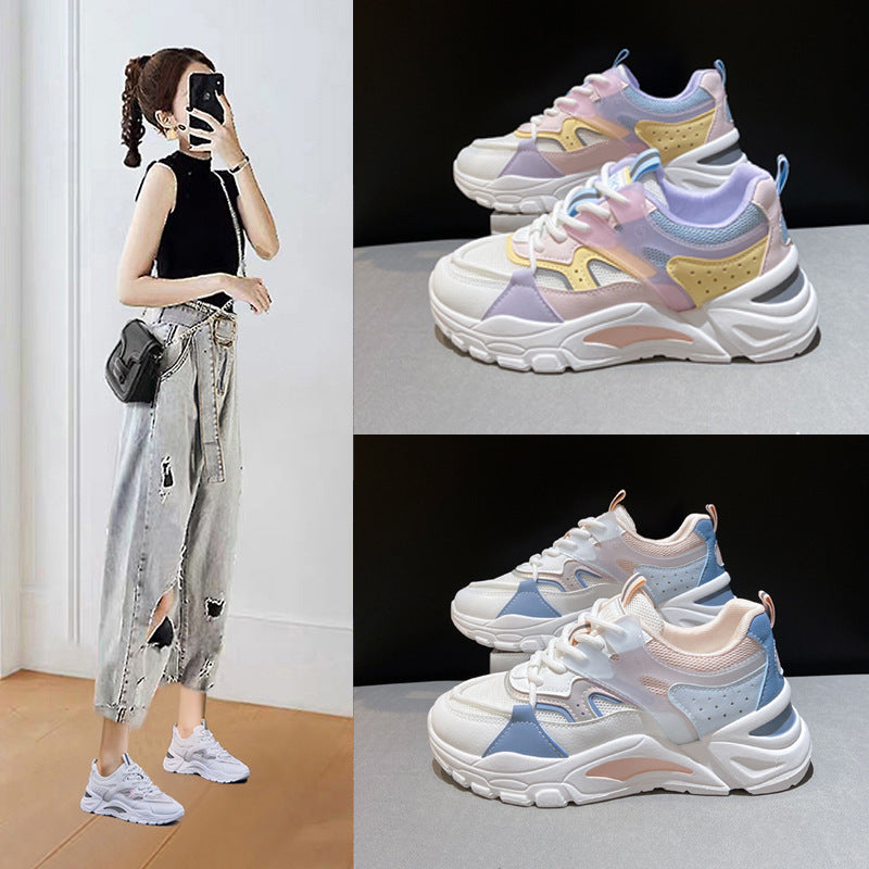 Chunky-style sneaker with layered upper and cushioned insole