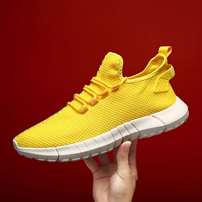 Lightweight knit sneaker with flexible sole and elastic laces