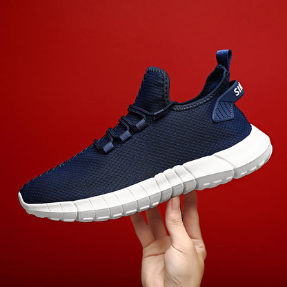 Lightweight knit sneaker with flexible sole and elastic laces