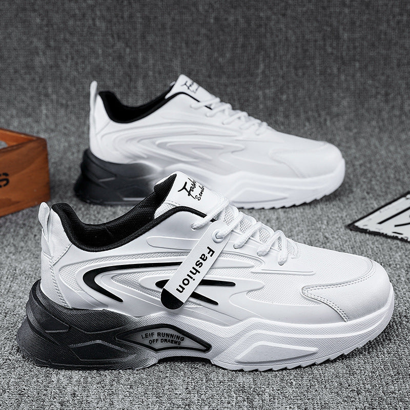 Structured sneaker with lace-up and hook-and-loop closure
