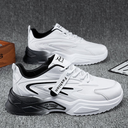 Structured sneaker with lace-up and hook-and-loop closure