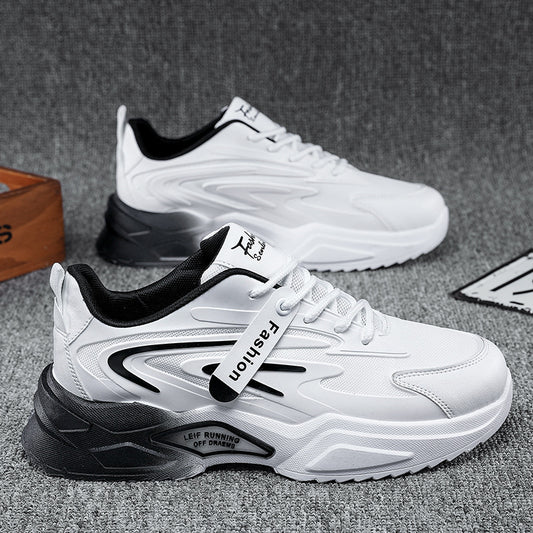 Structured sneaker with lace-up and hook-and-loop closure