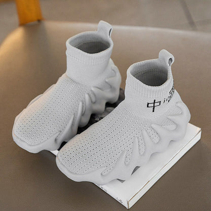 Sock-style sneaker with sculpted sole and breathable knit upper