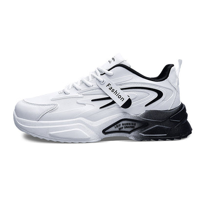 Structured sneaker with lace-up and hook-and-loop closure