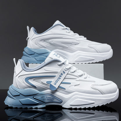 Structured sneaker with lace-up and hook-and-loop closure