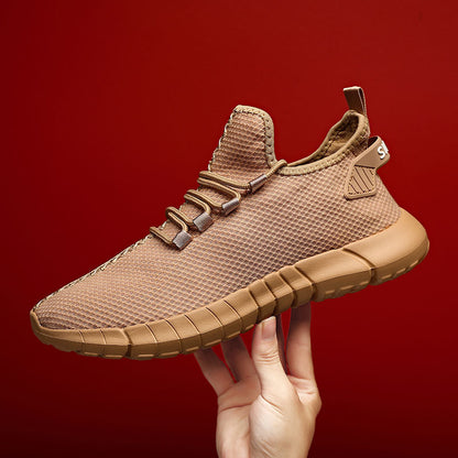 Lightweight knit sneaker with flexible sole and elastic laces