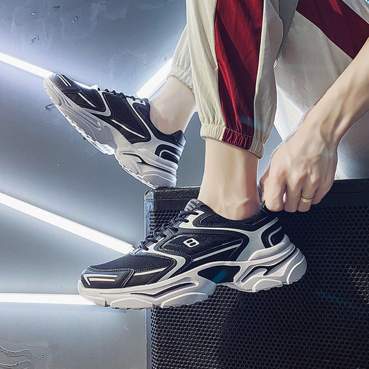 Chunky-style sneaker with layered upper and sculpted sole