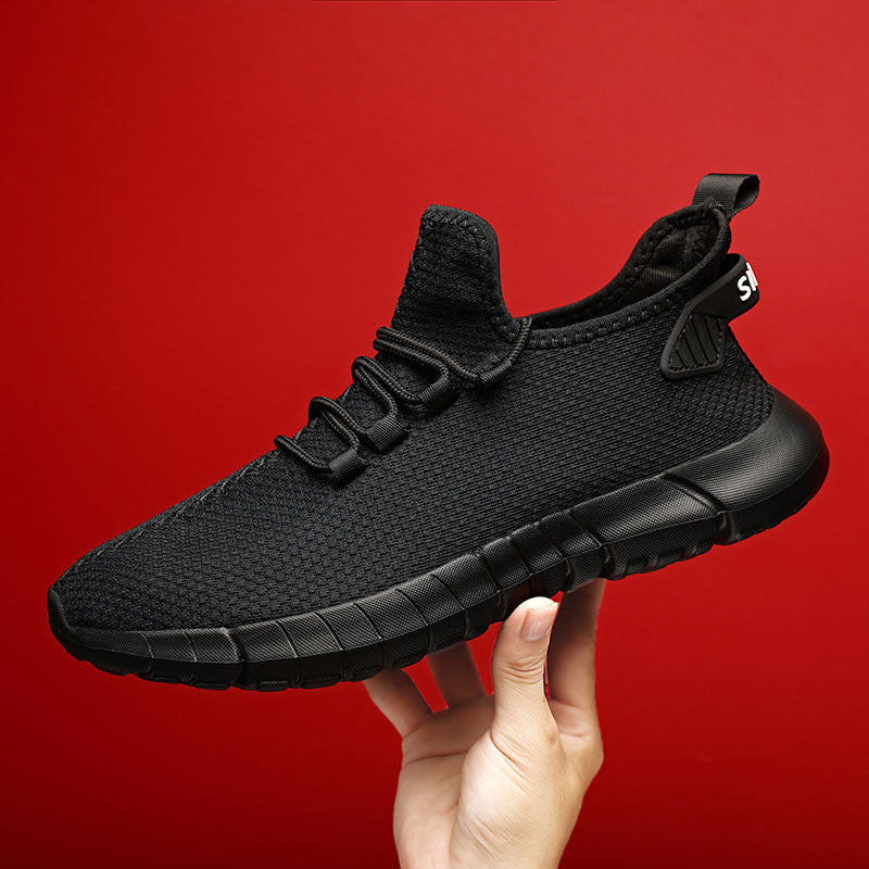 Lightweight knit sneaker with flexible sole and elastic laces