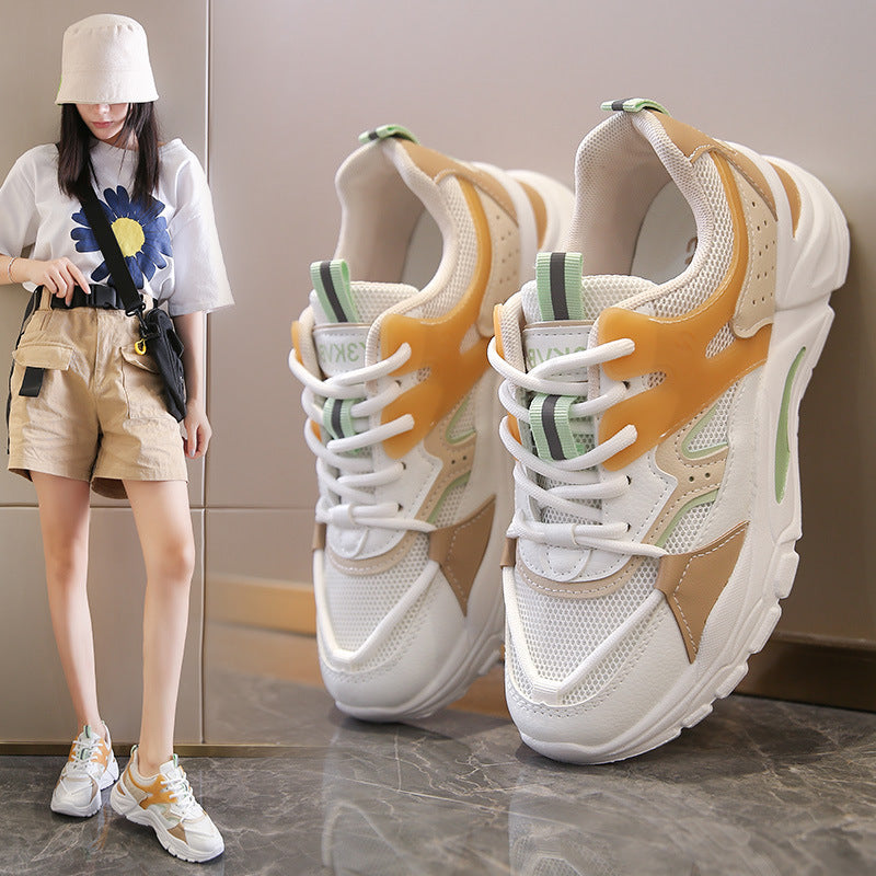 Chunky-style sneaker with layered upper and cushioned insole